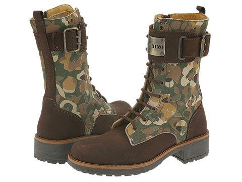 Moschino Kids Footwear 23680 (Youth) Dark Brown/Military Print