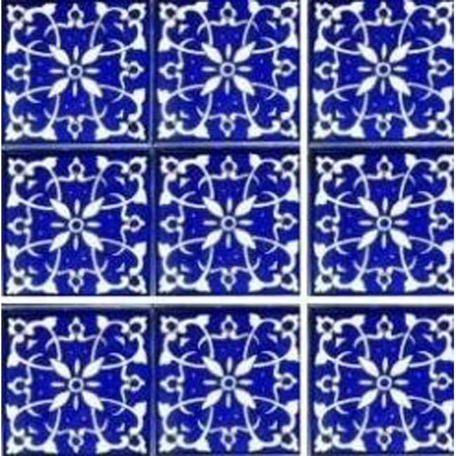   Blue Design Accent Ceramic Tiles (Set of 9)  