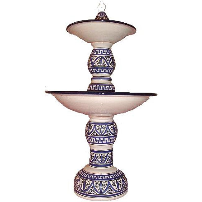 Handmade Mediterranean Blue Ceramic Water Fountain  