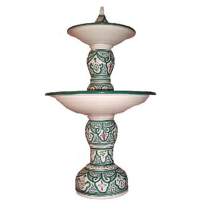 Handmade Moroccan Green Ceramic Water Fountain  