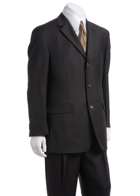 Luca Bertoni Mens Dark Brown Pinstripe Suit  