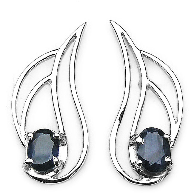 Silver Genuine Sapphire Earrings  