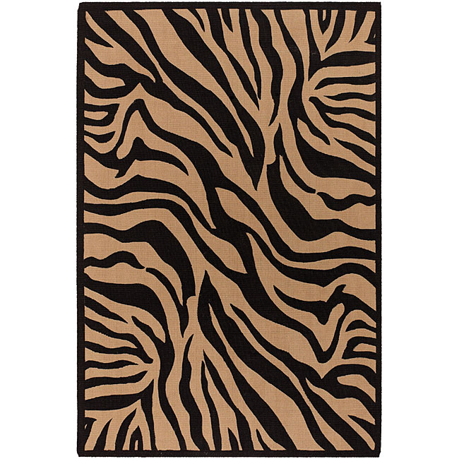 Flat weave Mandara Zebra Print Flora Rug (79 x 106)