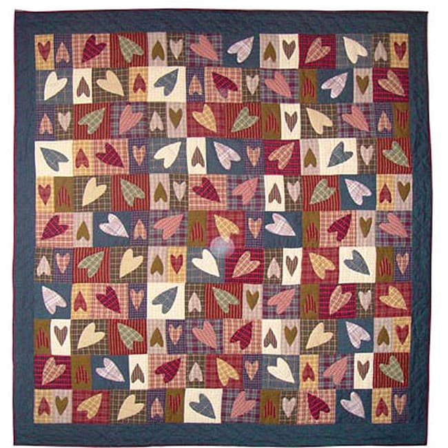 Primitive Hearts Queen Quilt  