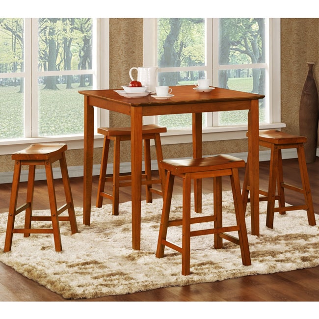 ETHAN HOME Salvador Oak 5 piece Pub Set with 24 inch Stools