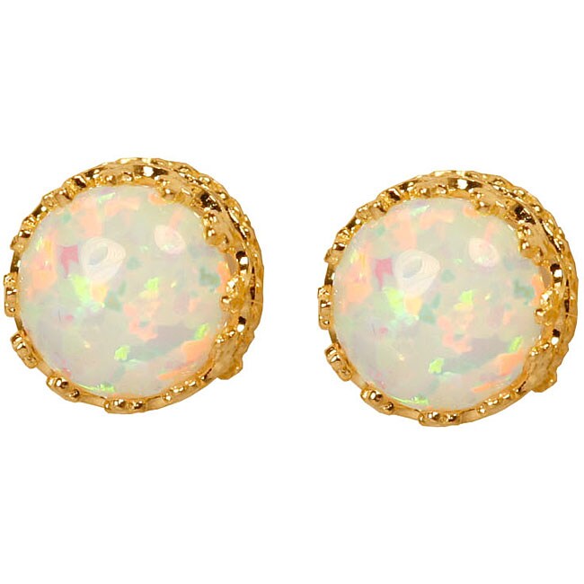 Shop Gioelli 10k Yellow Gold Round Synthetic Opal Earrings - Free ...