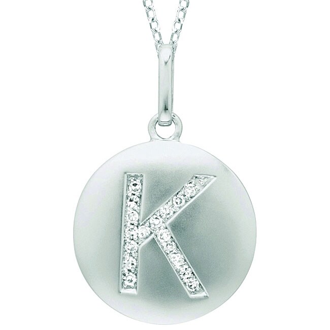 14k White Gold Diamond Initial &#39;K&#39; Disc Necklace - Free Shipping Today - 0 - 11718374