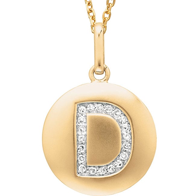 14k Yellow Gold Diamond Initial D Disc Necklace 