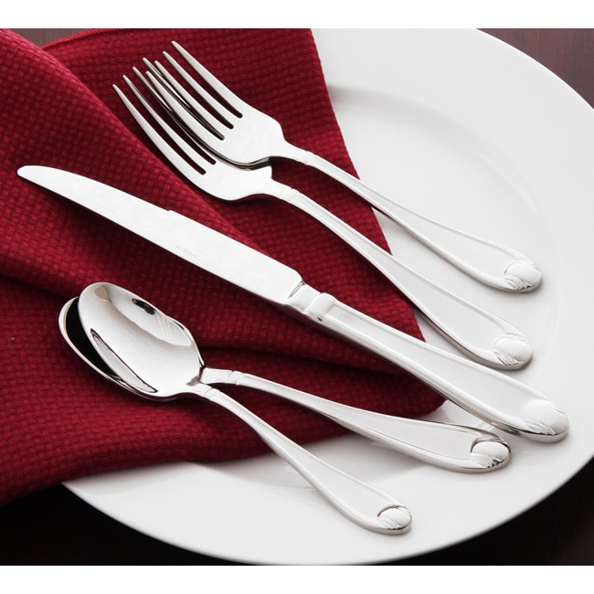   Satin Garnet 65 piece Flatware Set with Wooden Caddy  