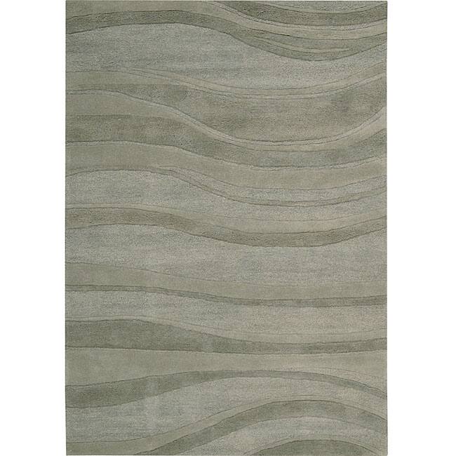 Nourison Natures Terrain Hand-tufted Rolling Waves Green Wool Rug (3'6 x 5'6) - 3'6" x 5'6"