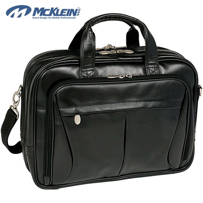 McKlein Black Pearson Expandable Double Compartment Briefcase