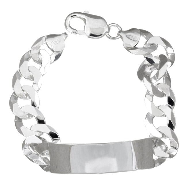 Sterling Silver Mens ID Bracelet  