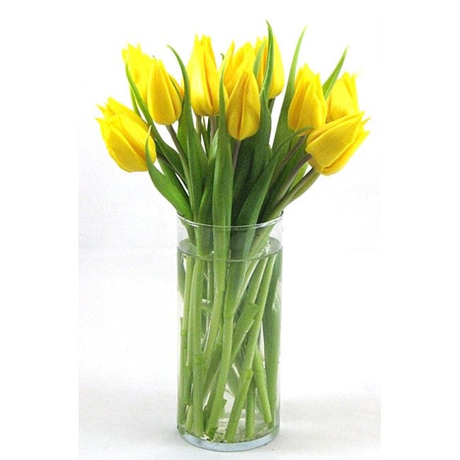 Yellow Tulips with Vase - Free Shipping On Orders Over $45 - Overstock ...