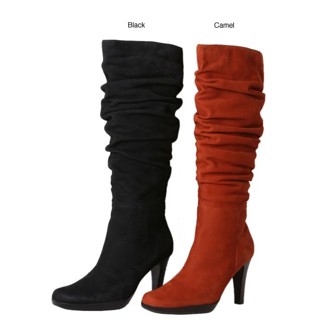 Beston Shoes Suede Slouchy Tall High Heels Boots  