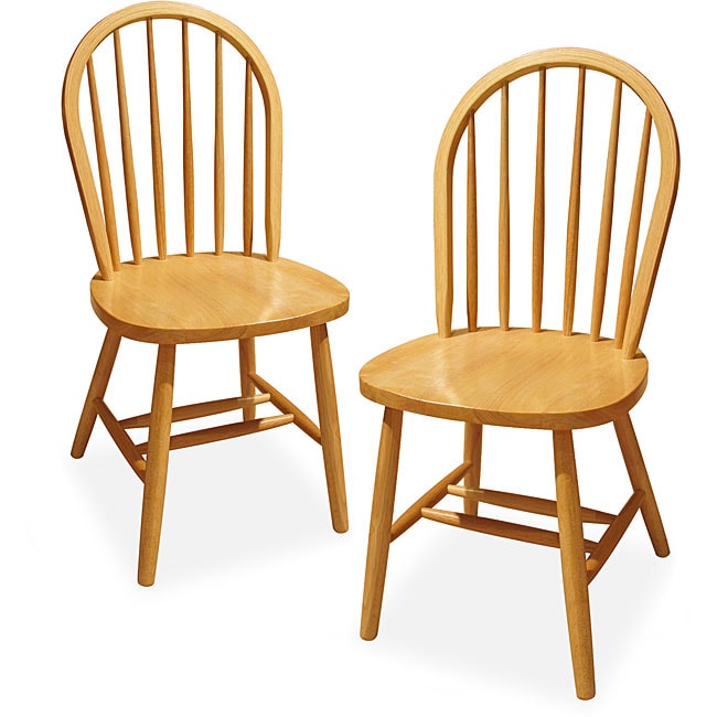 Natural Finish Windsor Chairs (Set of 2)  