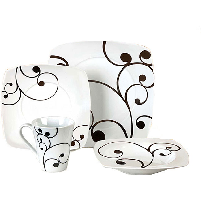 Studio Black and White 16 piece Dinnerware Set  