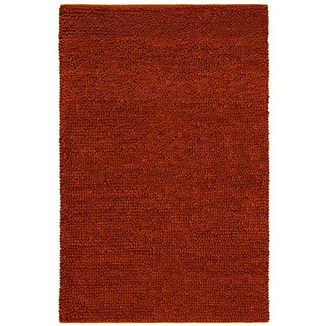 Hand woven Shaggy Rust Wool Rug (8 x 106)