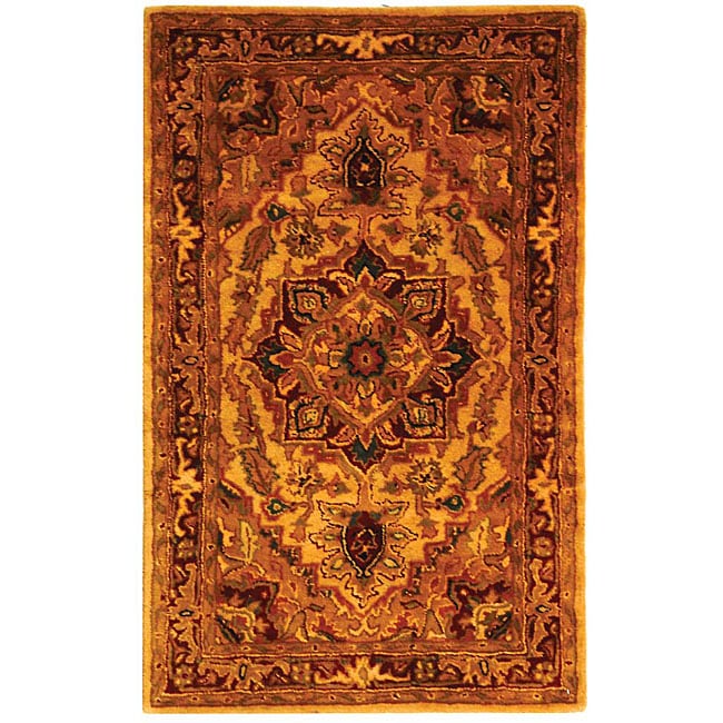 Shop Safavieh Handmade Classic Heriz Gold/ Red Wool Rug 3' x 5' On Sale Free Shipping