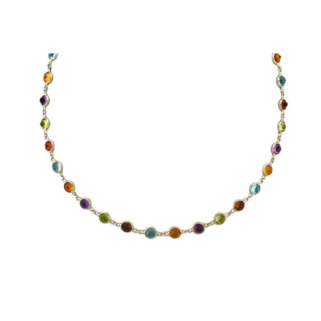 14k White Gold 16 inch Multi gemstone Necklace