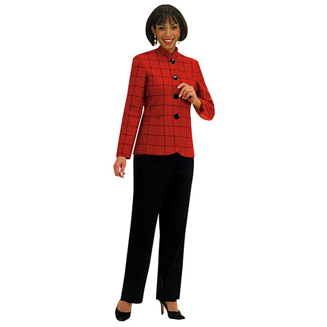 Audrey B. Womens Red/Black Pant Suit  