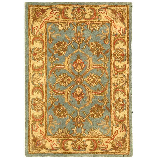 Handmade Heritage Kermansha Blue/ Beige Wool Rug (2 X 3)