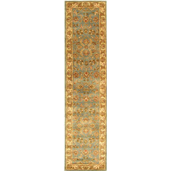 Handmade Heritage Kermansha Blue/ Beige Wool Runner (23 X 14)