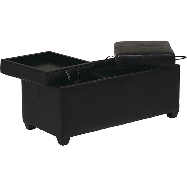 Office Star Metro Storage Ottoman with Dual Trays  