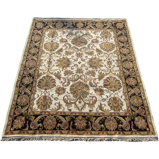 Shop Indo Mahal Ivory/ Black Wool Rug (8' x 10') Free Shipping Today