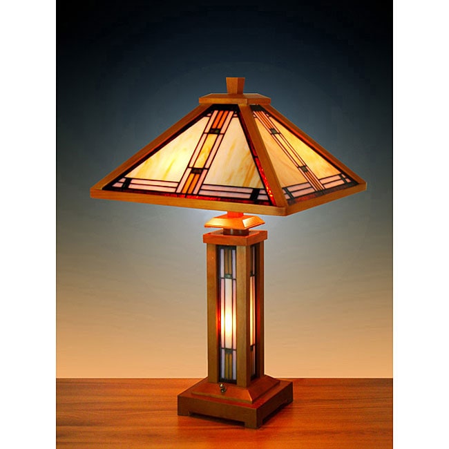 Tiffany-style Stained Glass Mission Table Lamp with Base ...