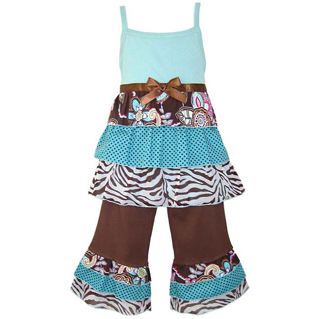 AnnLoren Girls Safari Rumba Capri Outift  