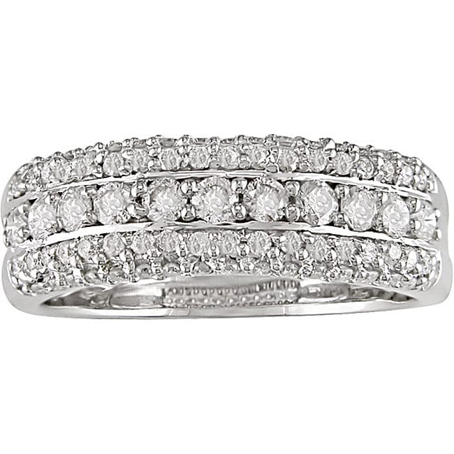 14k Gold 3/4ct TDW Diamond 3 row Ring (H I, I1 I2)  