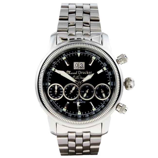 Shop Marcel Drucker Collection Metro Black Dial Watch Free Shipping