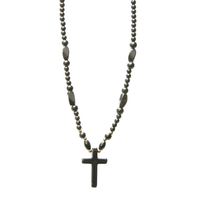 Magnetic Hematite Cross Bead Necklace  