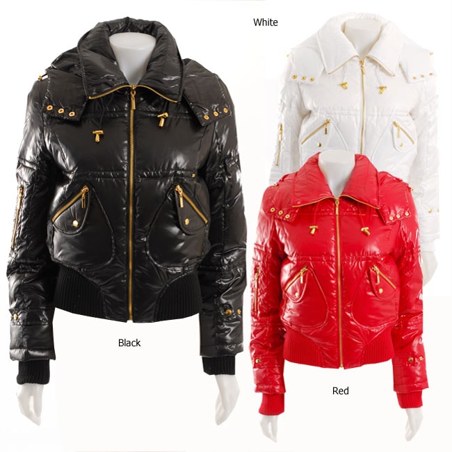 Black Rivet Womens Jacket with Removable Hood  