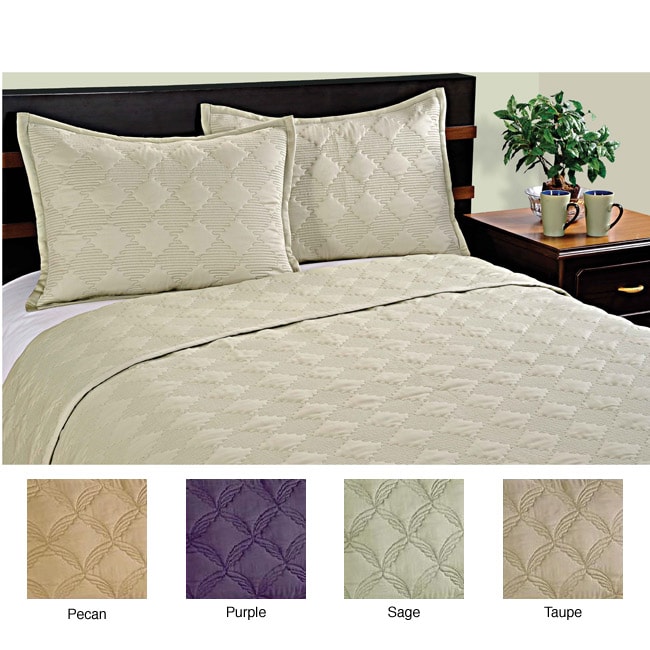 Cotton Sateen 300 Thread Count Diamond Quilted Luxury Quilt Set Free
