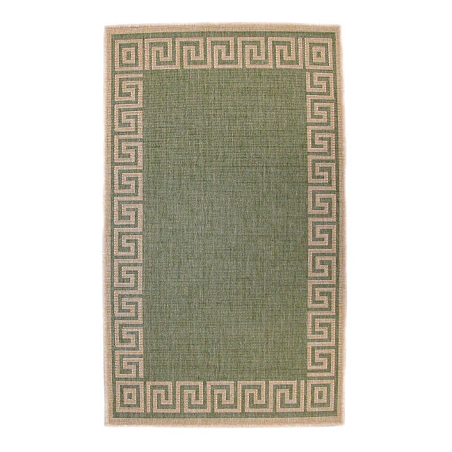 Greek Key Indoor/ Outdoor Area Rug (2 X 76) (GreenPattern GeometricMeasures 0.25 inch thickTip We recommend the use of a non skid pad to keep the rug in place on smooth surfaces.All rug sizes are approximate. Due to the difference of monitor colors, som
