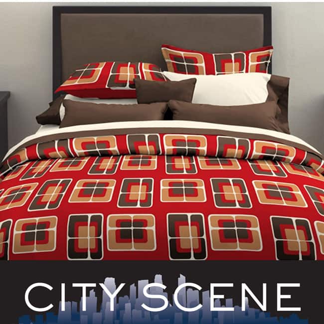 City Scene Retro Squares 7-piece Bed in a Bag with Sheet Set