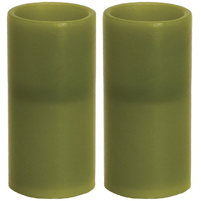 Flameless Green Pillar Candles (Set of 2)  