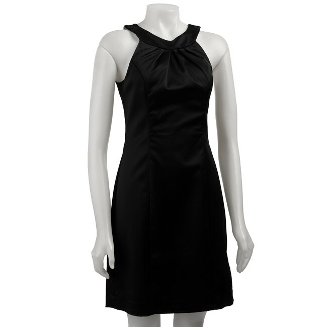 OC by Oleg Cassini Women's Black Stretch Satin Dress - Free Shipping ...