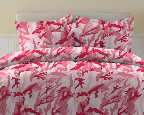 Camo Print Pink 3-piece Comforter Set