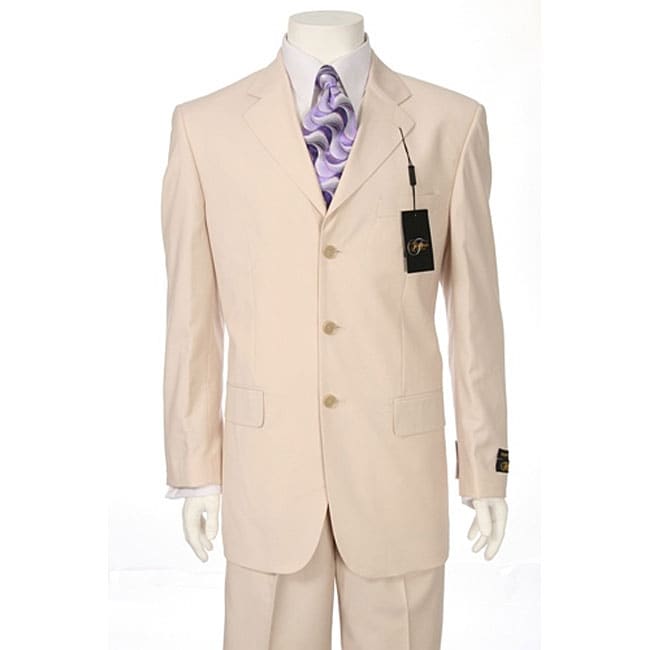 Ferrecci Mens Elegant Light Cream 3 button Suit  