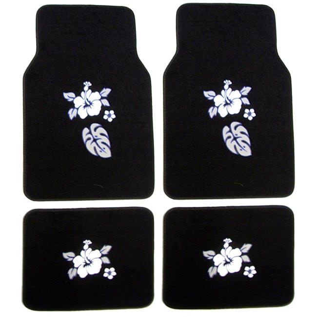 Blue Hibiscus Flowers Car/ Truck Floor Mat Set  