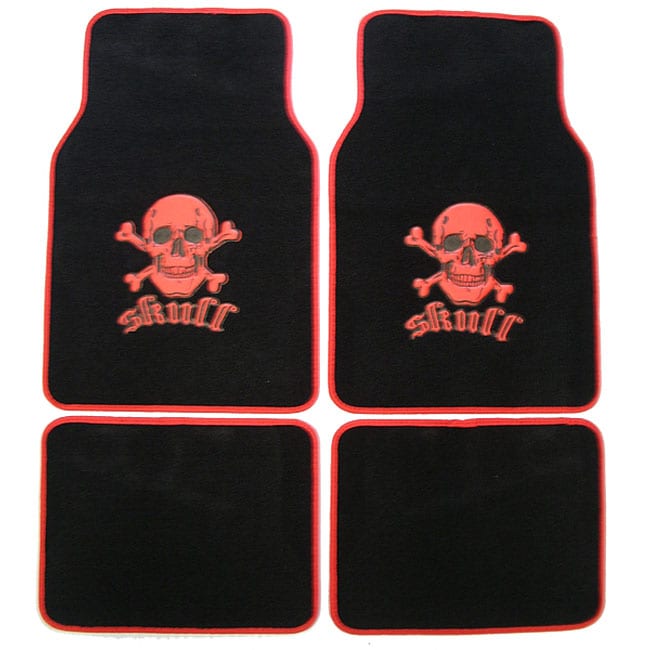 Red Skull and Crossbones Car/ Truck Floor Mat Set  