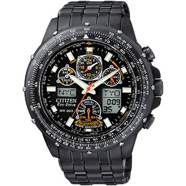 Citizen Eco-Drive Skyhawk A-T Men's Black Steel Watch - Free Shipping ...