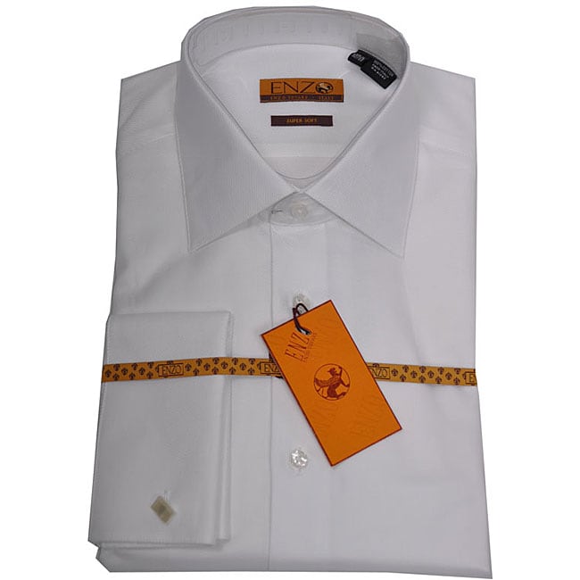 Enzo Tovare Mens White Twill French cuffed Shirt  