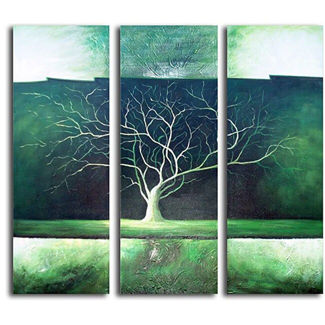 Green Tree Night Hand painted Canvas Art  