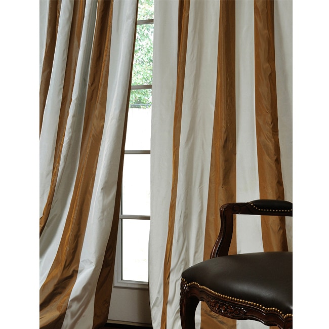 Signature Stripe Faux Silk Taffeta 96 inch Curtain Panel