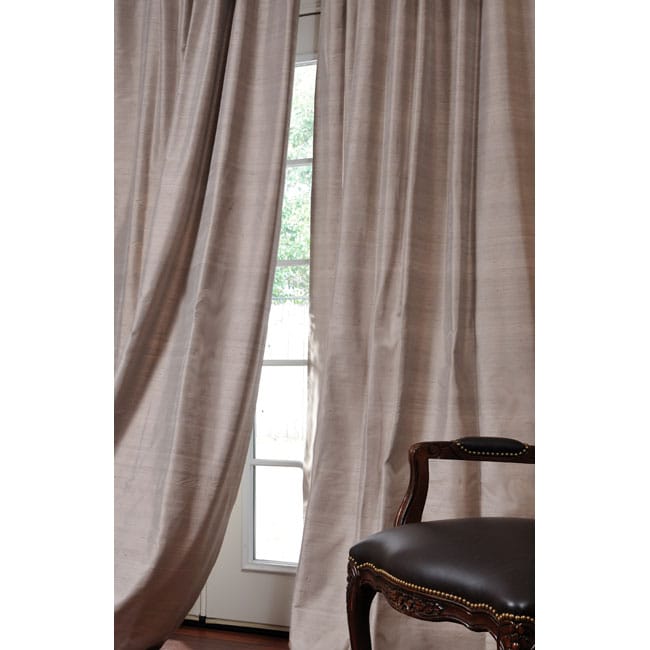 Signature Dove Grey 108 inch Textured Silk Curtain Panel