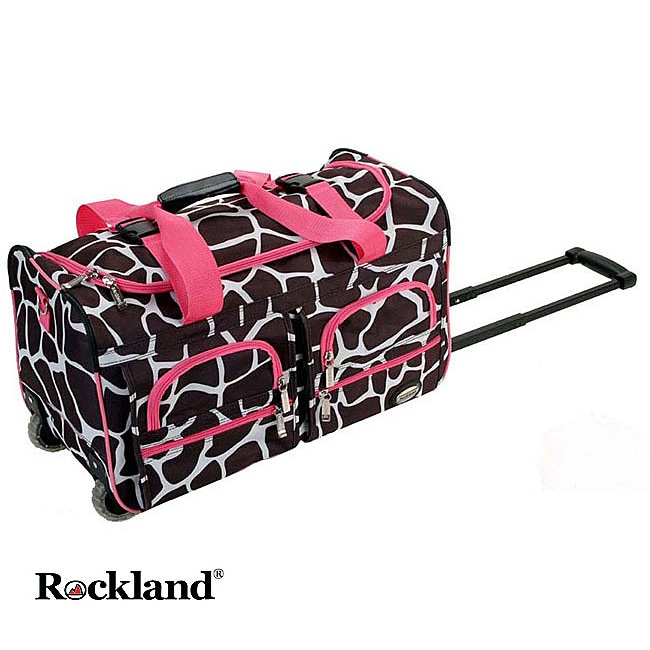   Giraffe/Pink 22 inch Carry On Rolling Duffel Bag  