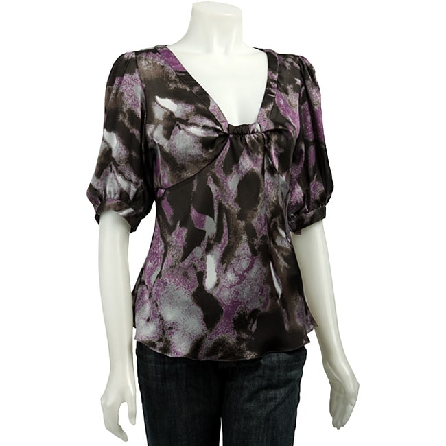 Violet & Claire Womens Auburn Printed Blouse  